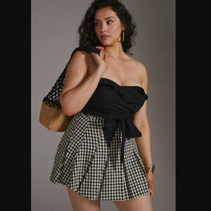 Anthropologie Ruffled Tie-Front Tube Top-Size Medium - NEW